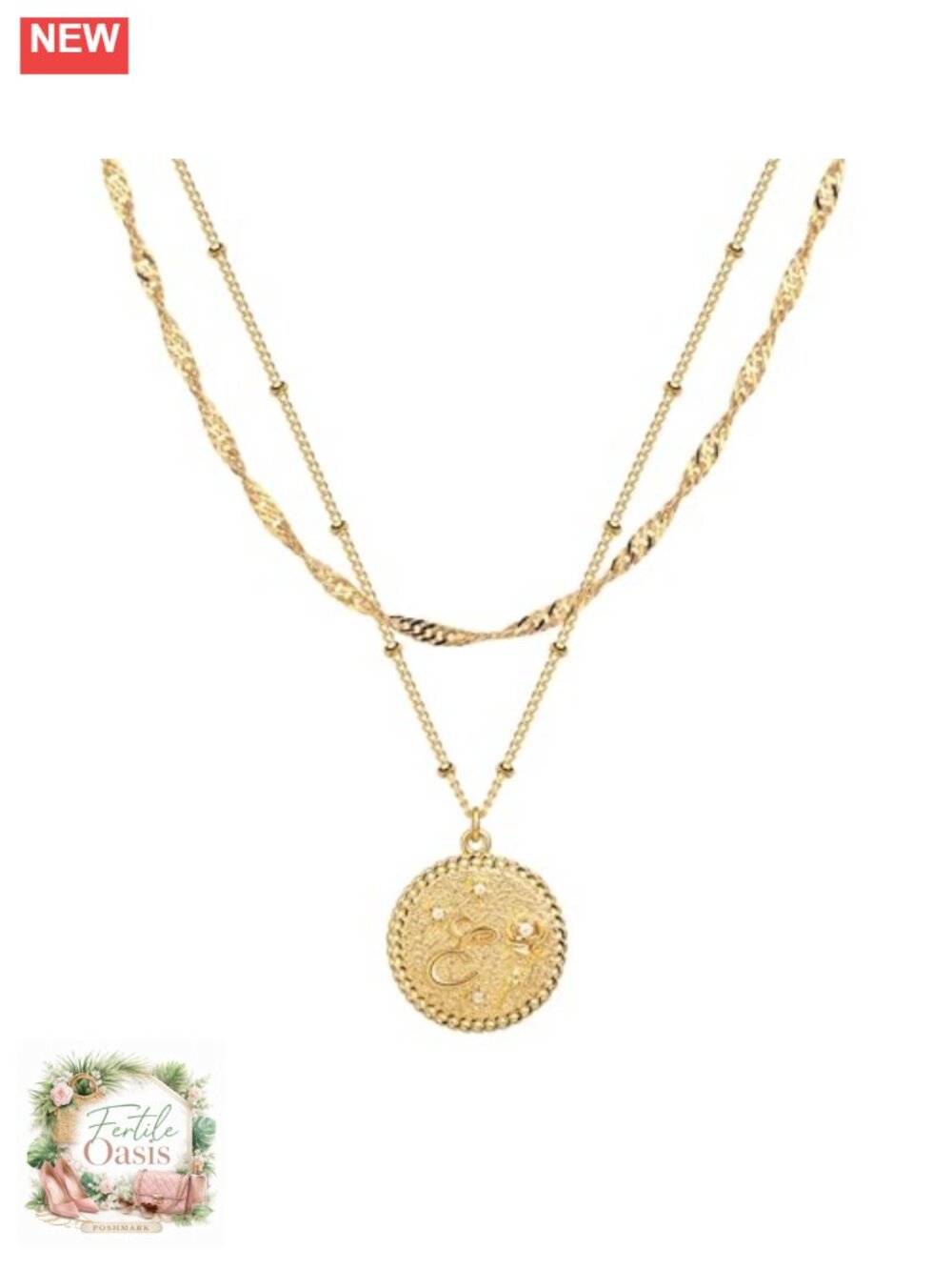 14K Gold Plated Initial Necklace Personalized Letter Pendant Layered Dainty